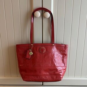 Coach Red Patent Leather Shoulder Bag